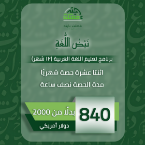 نَبْضُ اللُّغَةِ | بَرْنَامَجُ تَعْلِيمِ اللُّغَةِ العَرَبِيَّةِ (12 شْهرٍ)  – اِثْنَتَا عَشْرَةَ حِصَّةً شَهْرِيًّا – مُدَّةُ الحِصَّةِ نِصْفُ سَاعَةٍ